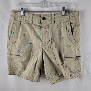 Hollister Shorts Mens 32 Beige Beach Prep Fit Cotton Blend Stretch Surfer Zipper